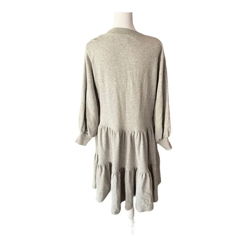Kate Spade Broome Street Gray Ruffle Sweatshirt Dress Long Sleeves Sz Small EUC